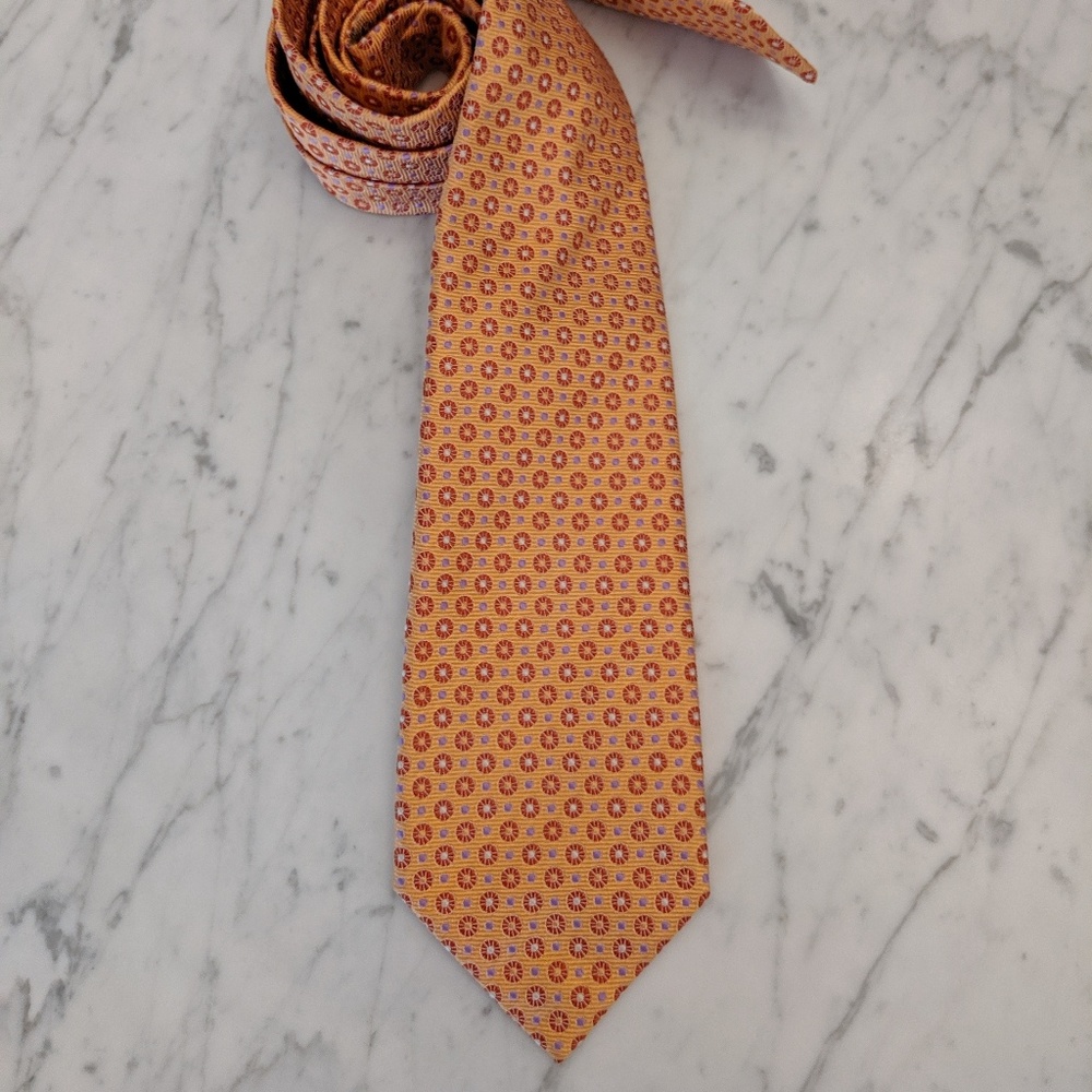Isaia orange patterned tie